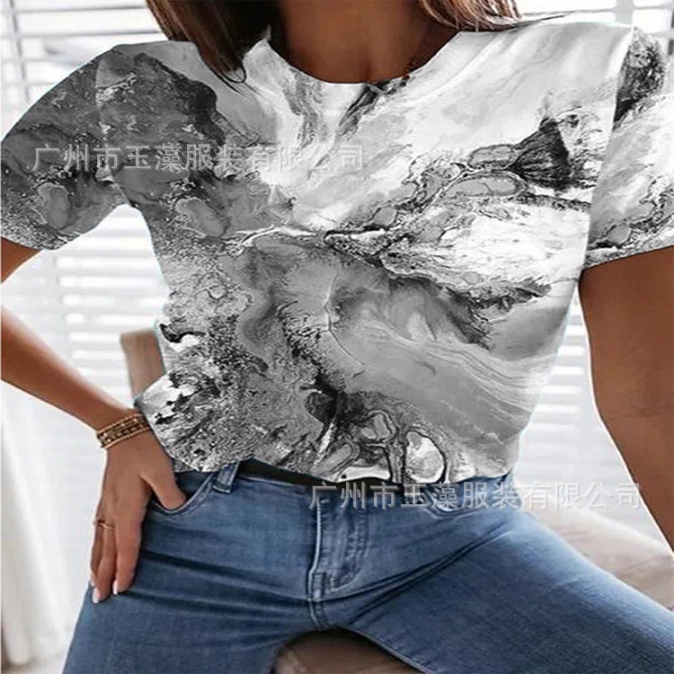 Graphic Floral Print Streetwear Casual Short Sleeve Plus Size Funny Kawaii Harajuku Tees T-shirt Summer Clothing for Women