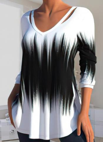 Classic Autumn Blouse Loose Hem Dressing Up Anti Pilling Gradient Print Lady Tunic Blouse